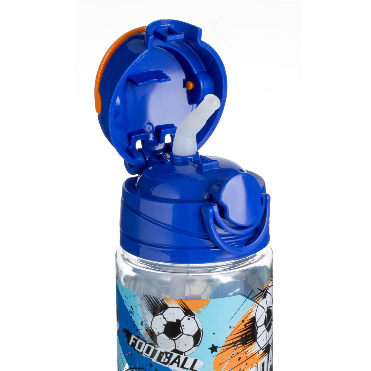Sticla Apa Pop Up Fotbal Transparenta Bleu pentru Copii 500ml - poza 2