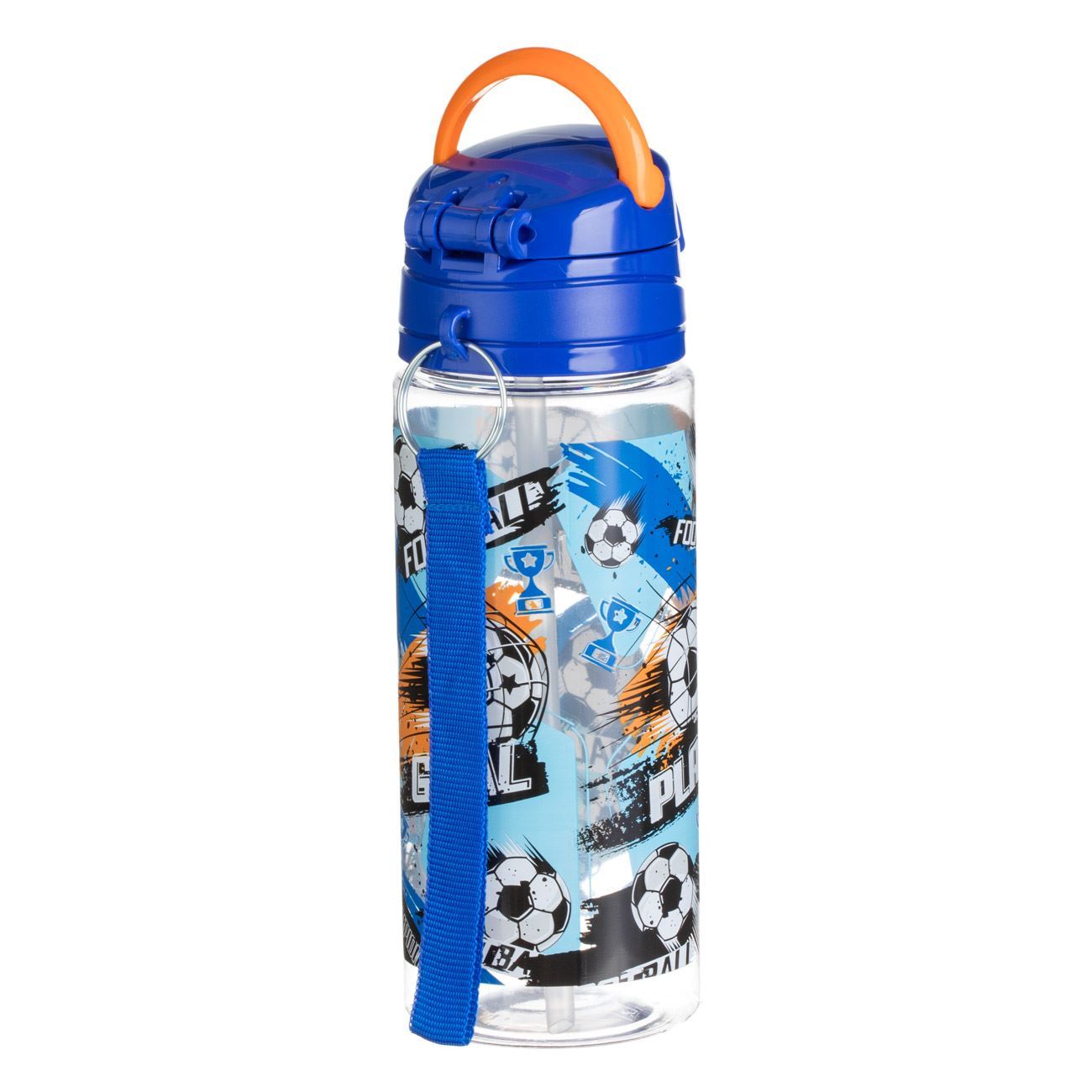 Sticla Apa Pop Up Fotbal Transparenta Bleu pentru Copii 500ml - poza 4
