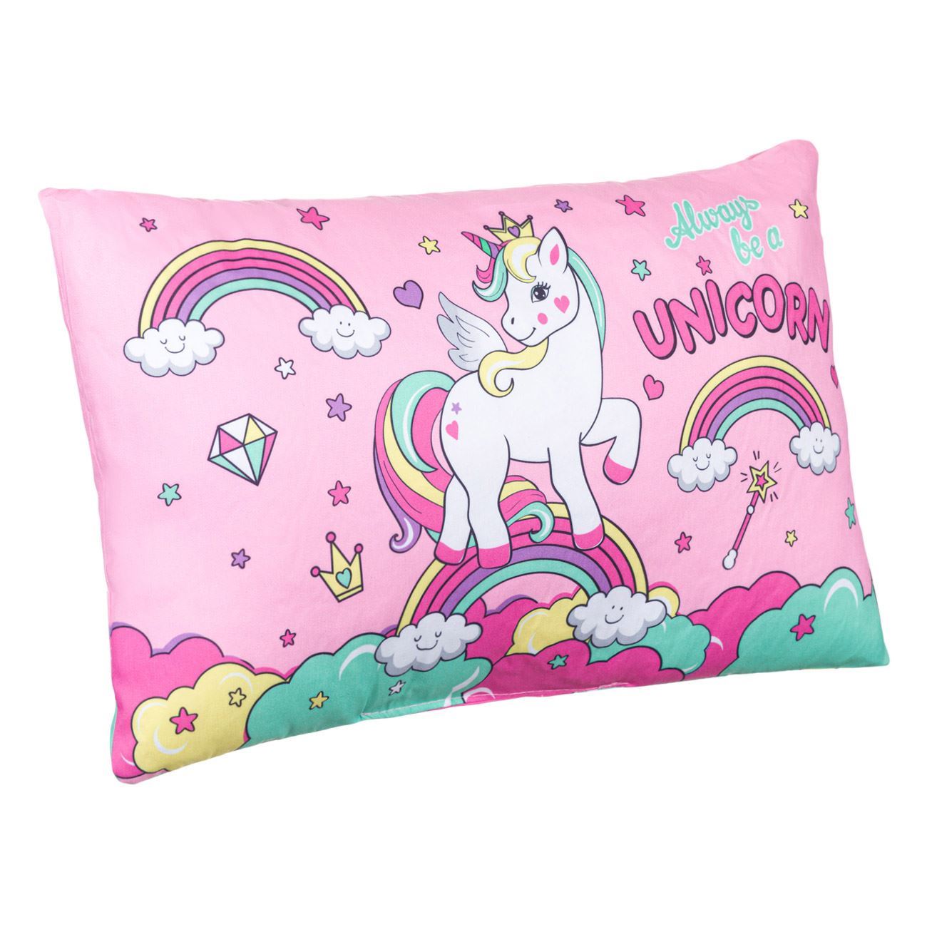 Perna Decorativa Roz Unicorn pentru Copii 50x30cm
