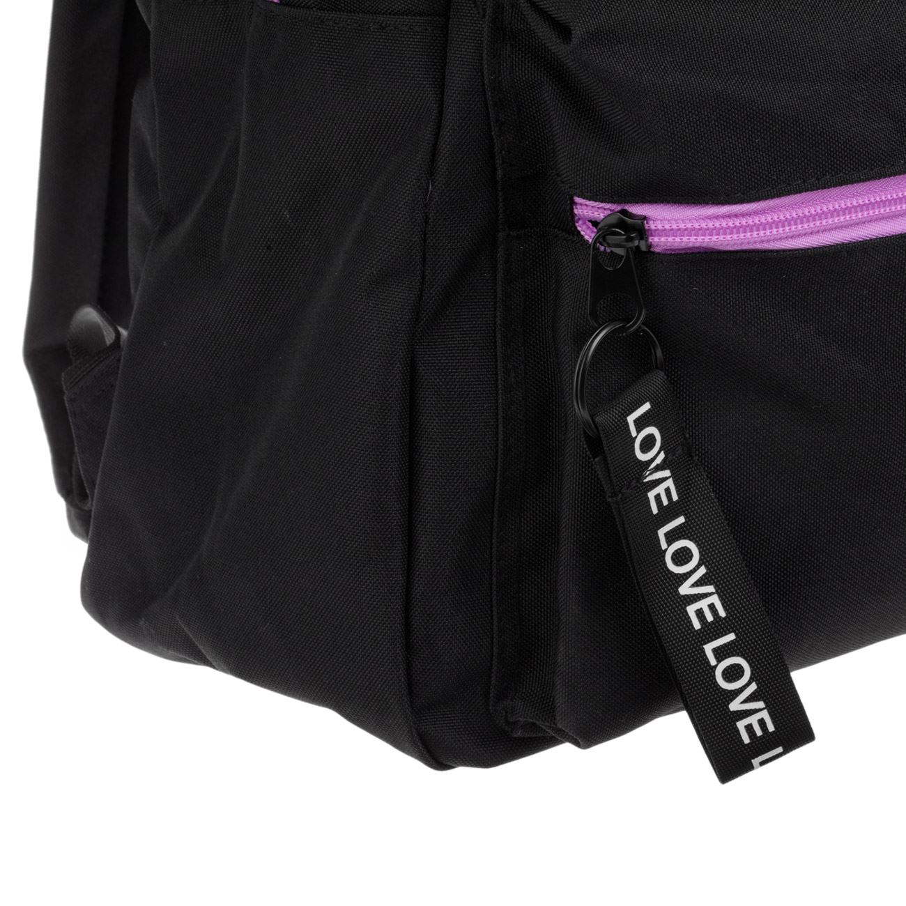 Ghiozdan Negru cu Urechi de Iepure Inima Lila 5 Breloc & Bandana Neagra - My Way - poza 4