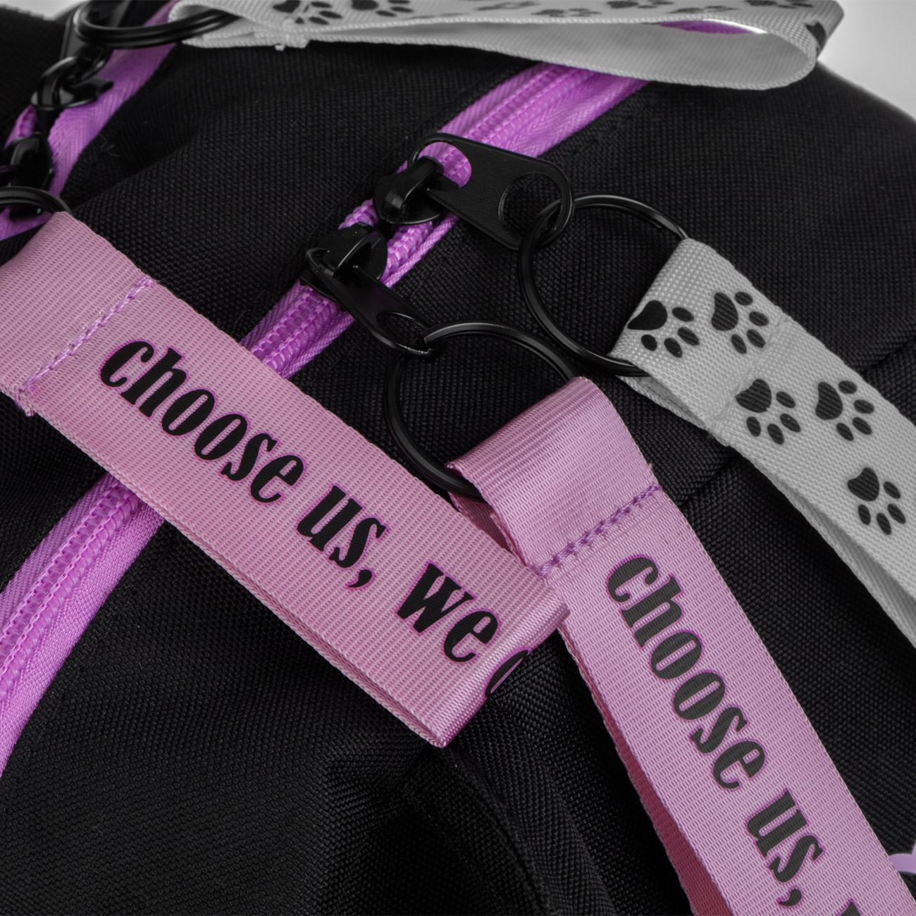 Ghiozdan Negru cu Urechi de Iepure Inima Lila 5 Breloc & Bandana Neagra - My Way - poza 6