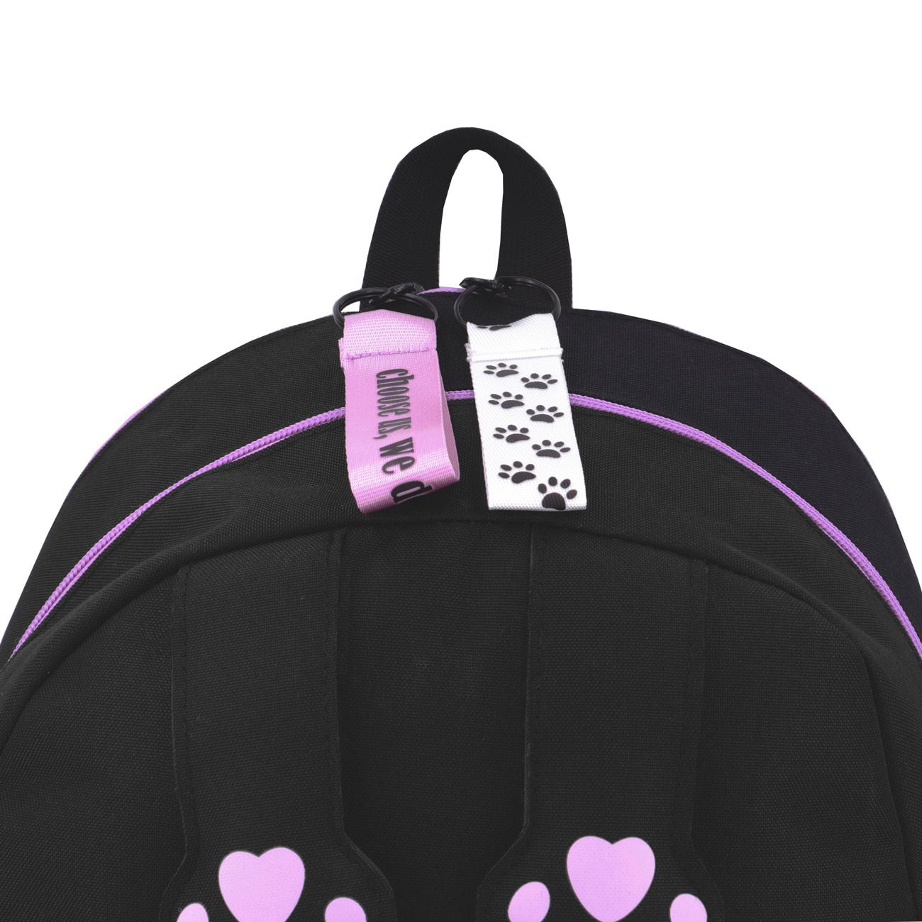 Ghiozdan Negru Labute de Pisica Lila 5 Brelocuri & Bandana Neagra - My Way - poza 4