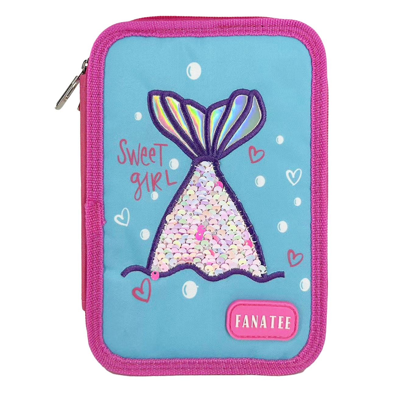 Penar Echipat Triplu Roz Turcoaz Coada de Sirena cu Paiete 15x6x21cm - Fanatee