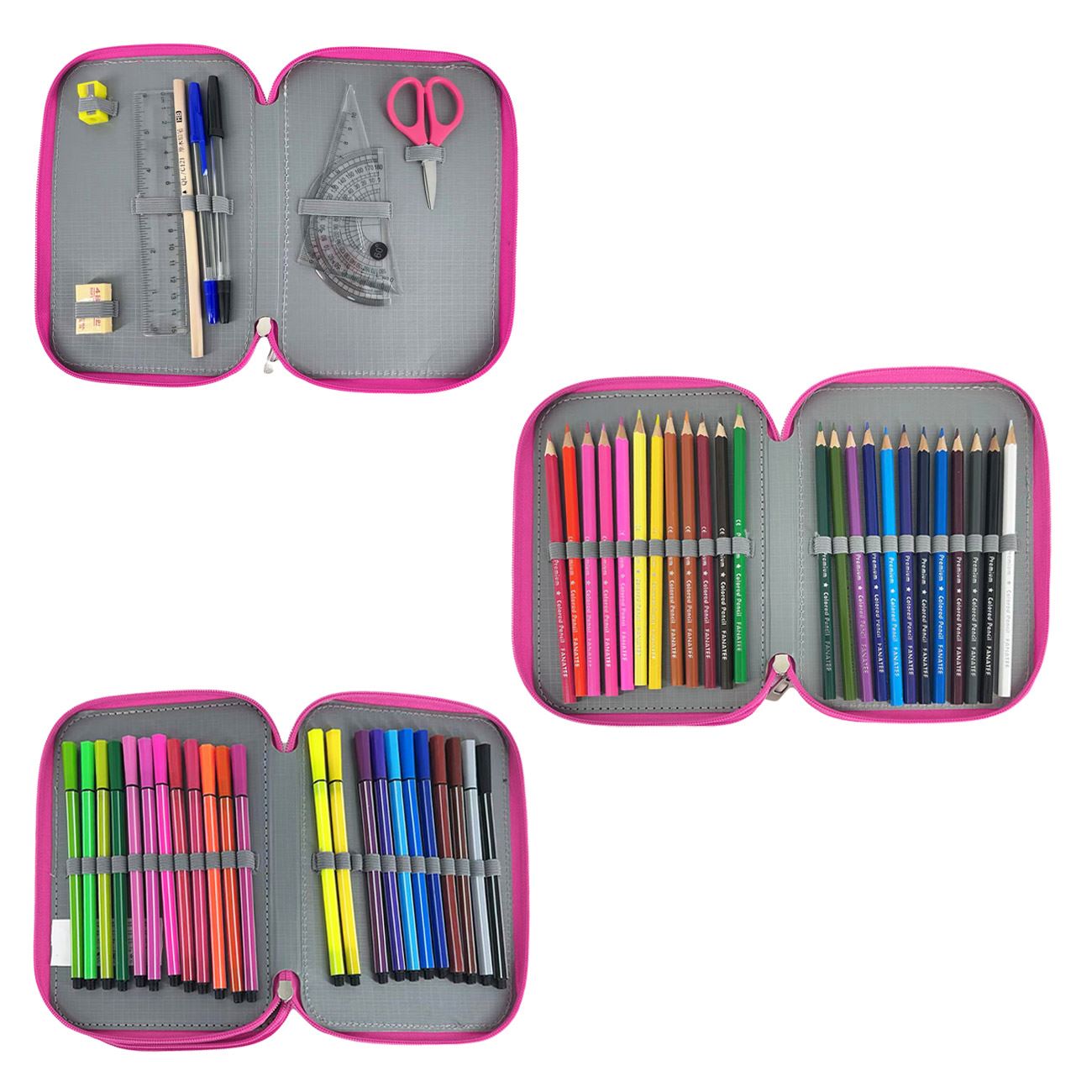 Penar Echipat Triplu Roz Turcoaz Coada de Sirena cu Paiete 15x6x21cm - Fanatee - poza 2