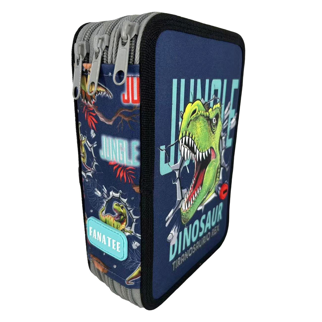 Penar Echipat Triplu Albastru Gri Dinozaur cu Lumina 15x6x21cm - Fanatee - poza 3