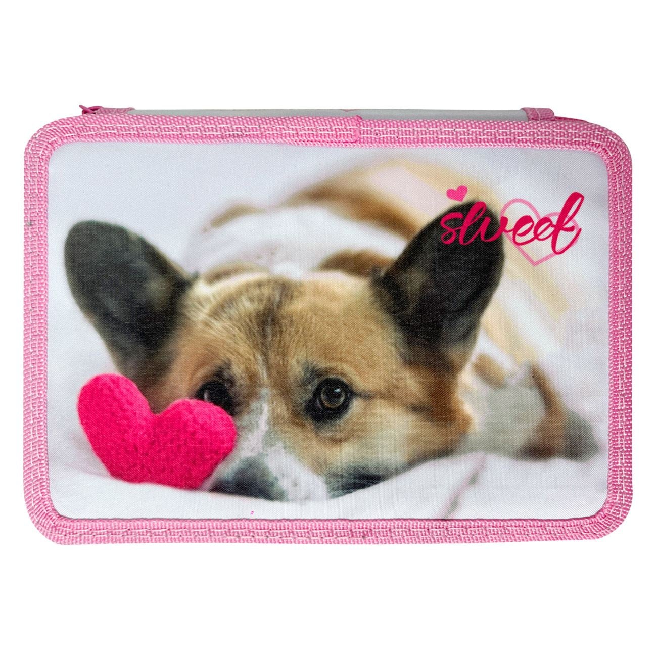 Penar Echipat Dublu Alb Catel Roz Inima 14x4x20cm - poza 3