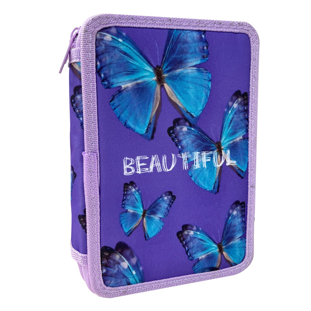 Penar Echipat Dublu Mov cu Fluturi Bleu14x4x20cm