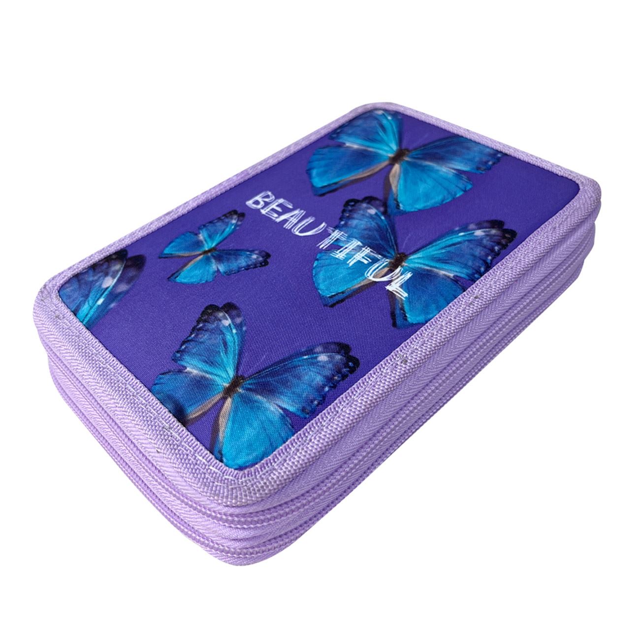 Penar Echipat Dublu Mov cu Fluturi Bleu14x4x20cm - poza 4