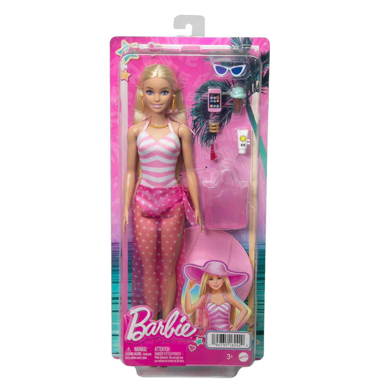 Papusa Barbie Beach Glam in Costum de Baie & Accesorii - Mattel - poza 6
