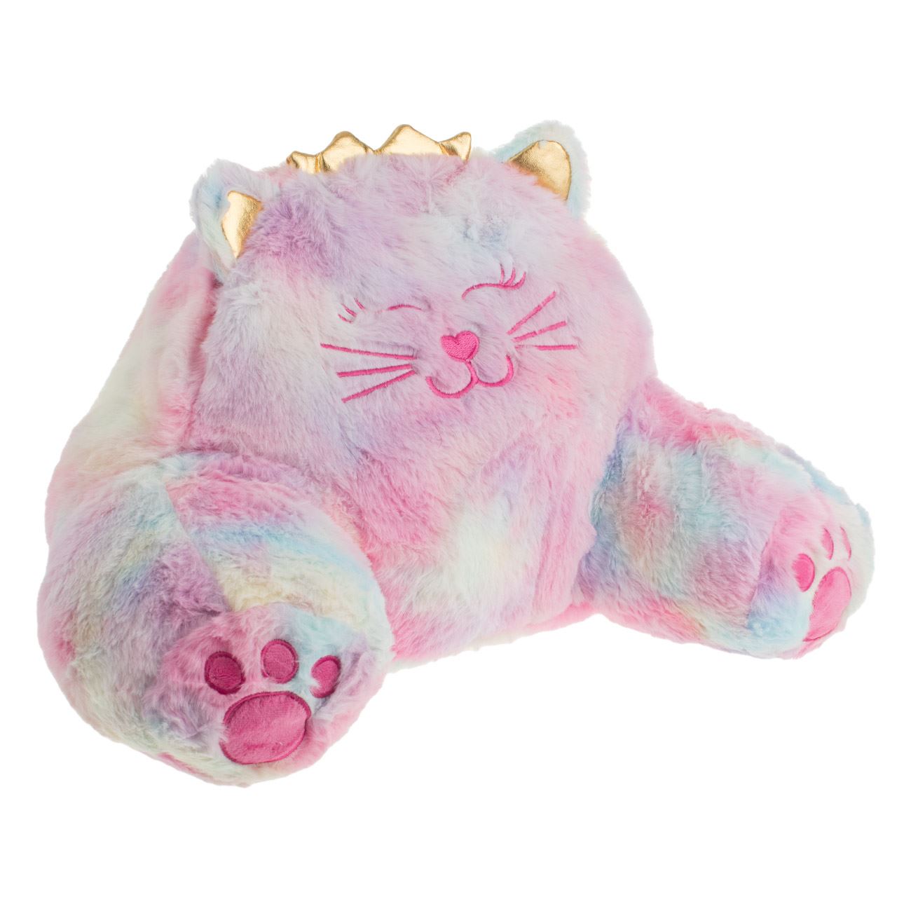 Perna Decorativa Pisica Rainbow cu Coroana Aurie din Folie pentru Copii 46x30x28cm - poza 2