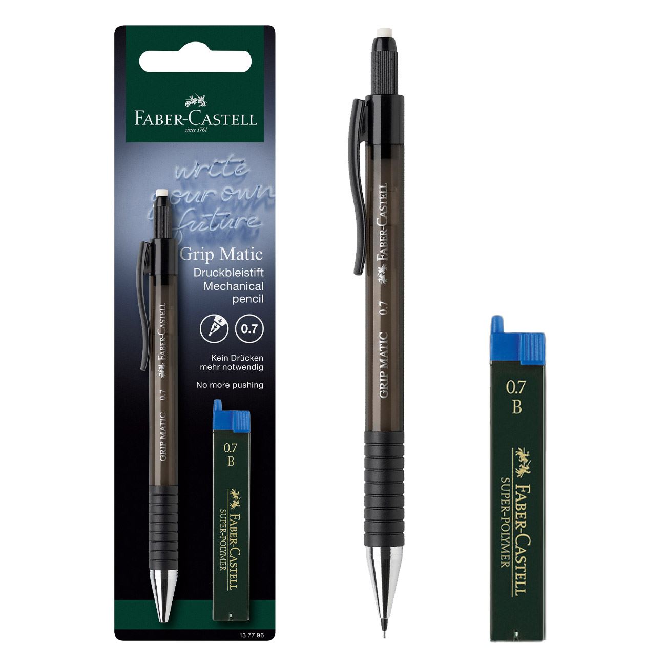 Creion Mecanic cu Corp Negru Radiera & Mine 0.7mm Faber Castell