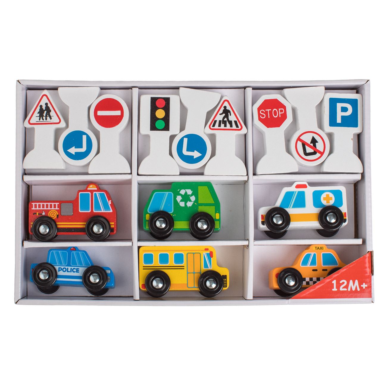 Vehicule din Lemn cu Roti & Forme - 15 piese