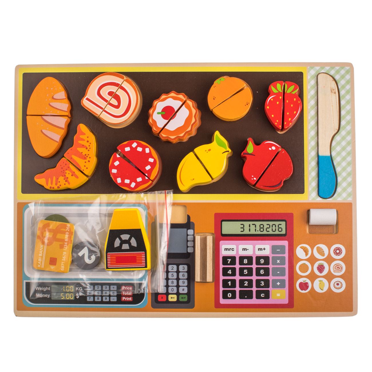 Set Casa de Marcat cu Alimente din Lemn Puzzle 30x22cm - poza 3
