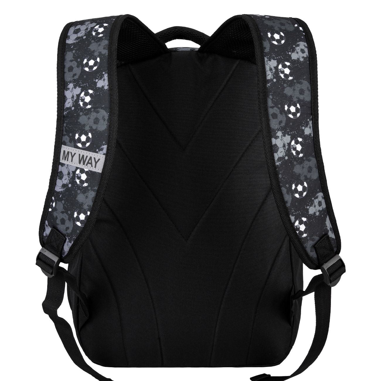 Ghiozdan Negru Alb Model Minge de Fotbal 3D 32x18x48cm - My Way - poza 3