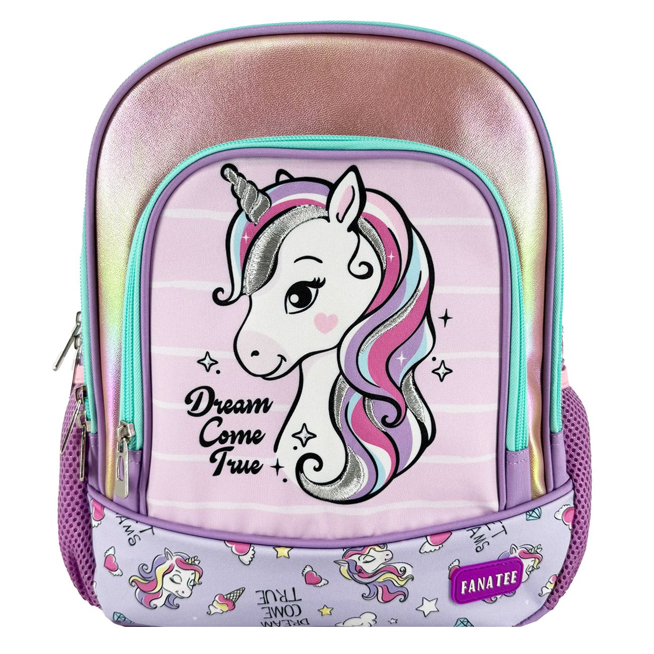 Ghiozdan Gradinita Lila Roz Holografic Glitter Unicorn - Fanatee