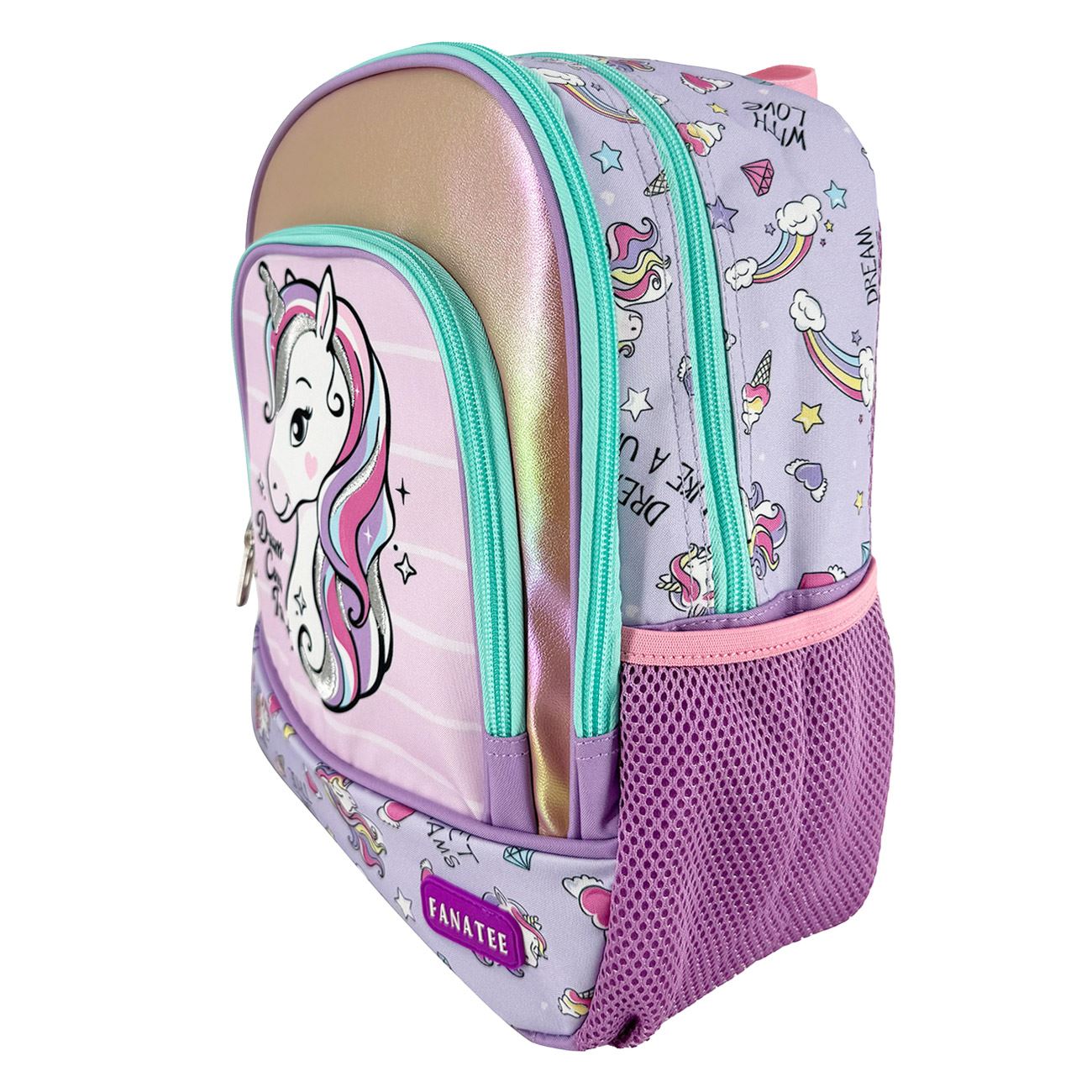 Ghiozdan Gradinita Lila Roz Holografic Glitter Unicorn - Fanatee - poza 3