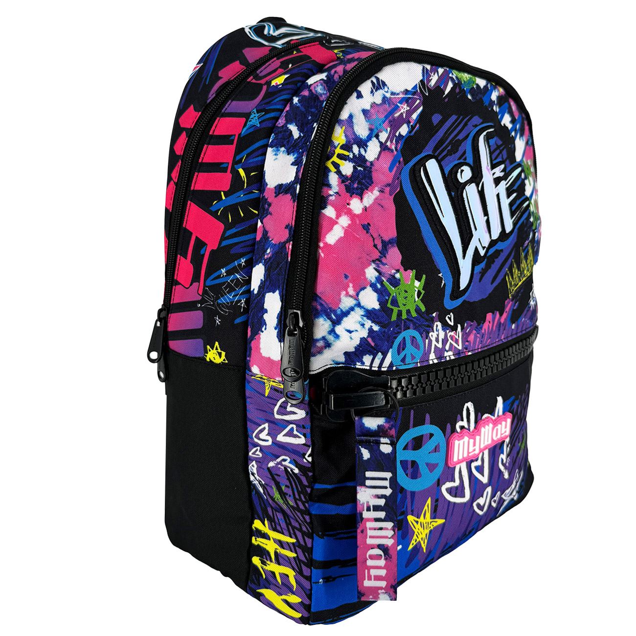 Ghiozdan Multicolor cu Fermoar Mare "Life" - My Way - poza 2