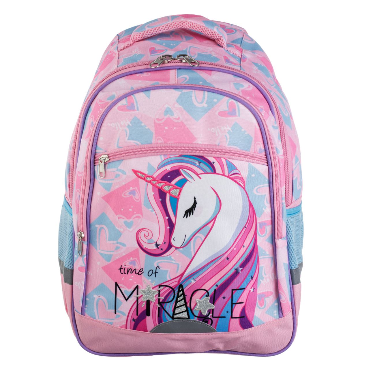 Ghiozdan Roz Turcoaz Model Unicorn "Time of Miracle''