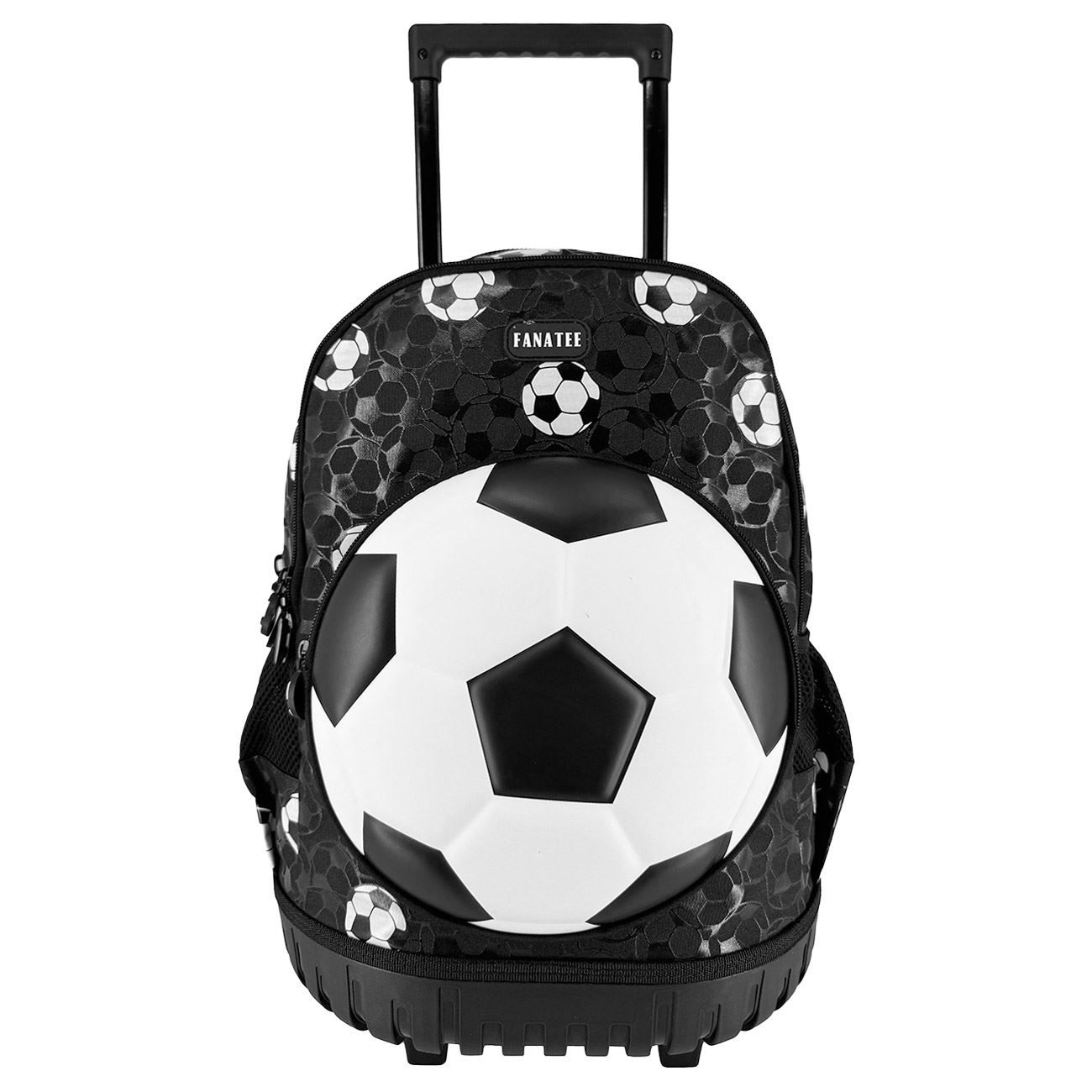 Ghiozdan - Troller Negru Alb 3D Minge de Fotbal - Fanatee