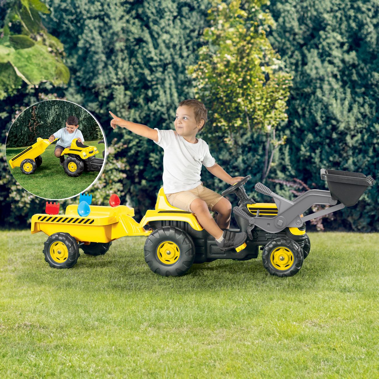 Tractor cu Pedale Excavator Remorca & Accesorii 171x45x52cm - poza 2