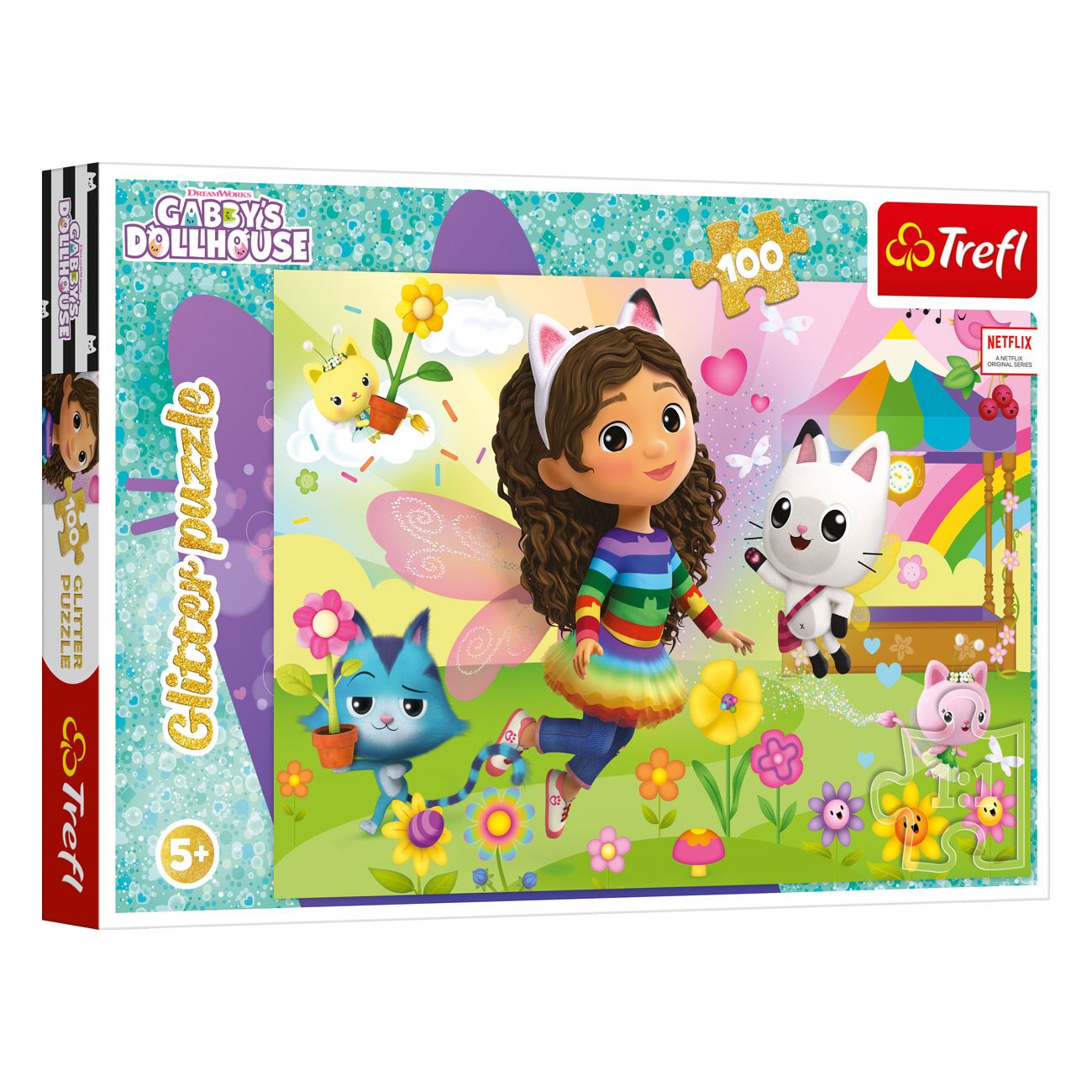 Puzzle Gabby's Dollhouse Fluturi cu Glitter (100 de piese) - Trefl