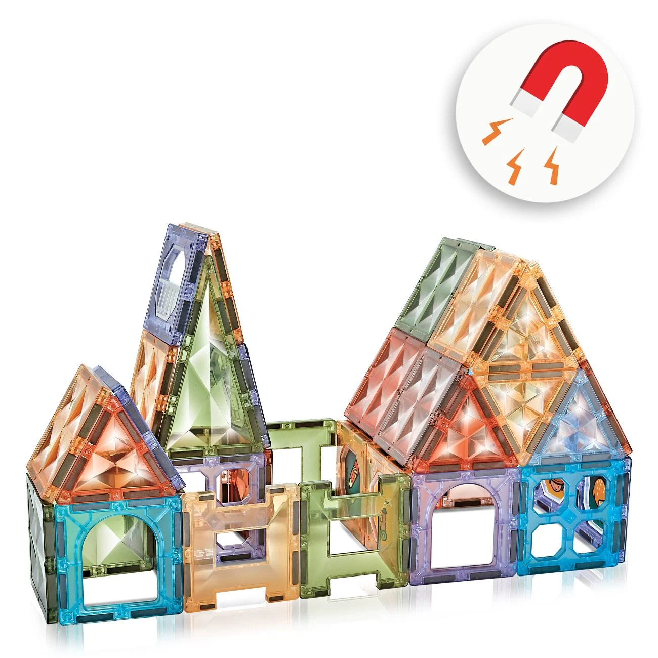 Set Caramizi Magnetice Colorate Gradina Zoologica - 77 de piese
