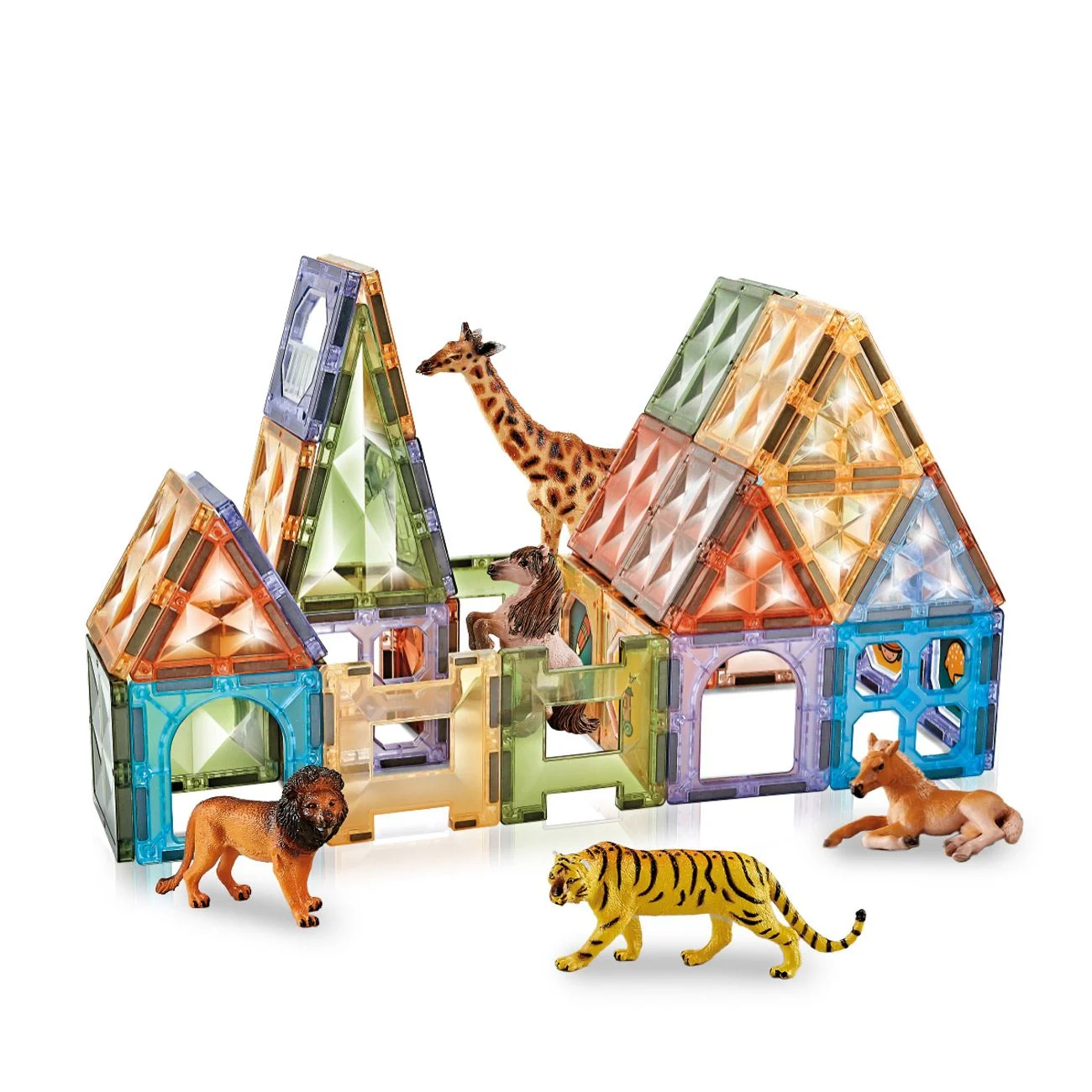 Set Caramizi Magnetice Colorate Gradina Zoologica - 77 de piese - poza 2