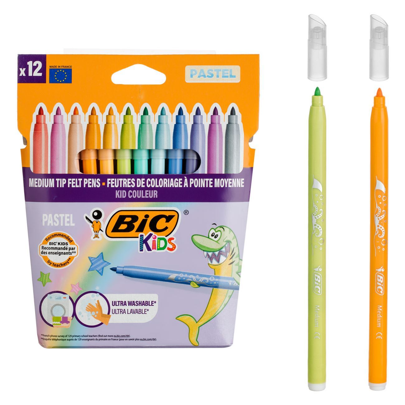 Set Carioci Subtiri Lavabile de Culori Pastel BIC - 12buc