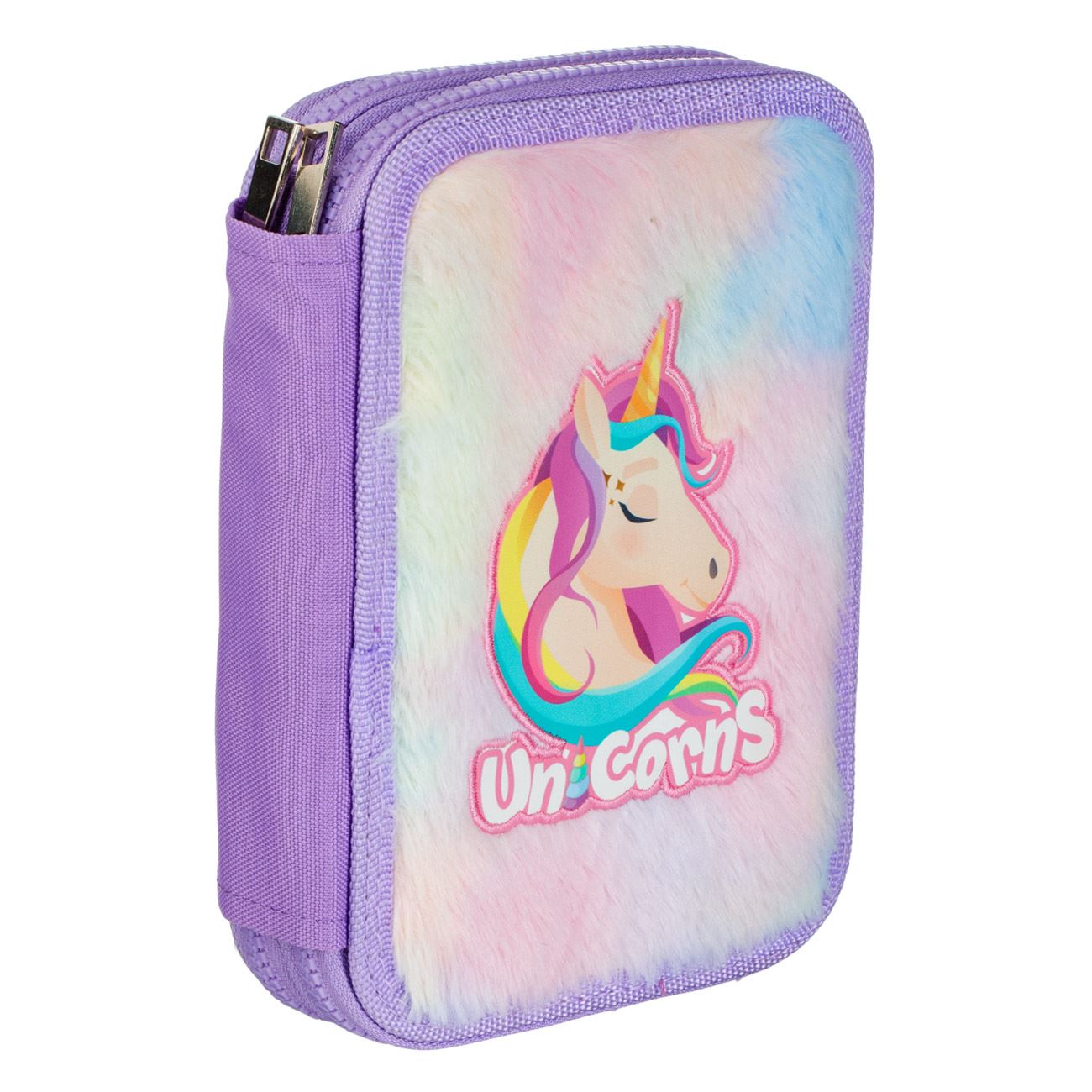 Penar Echipat Dublu Lila Unicorn cu Imitatie de Blana 14x4x20cm - poza 3