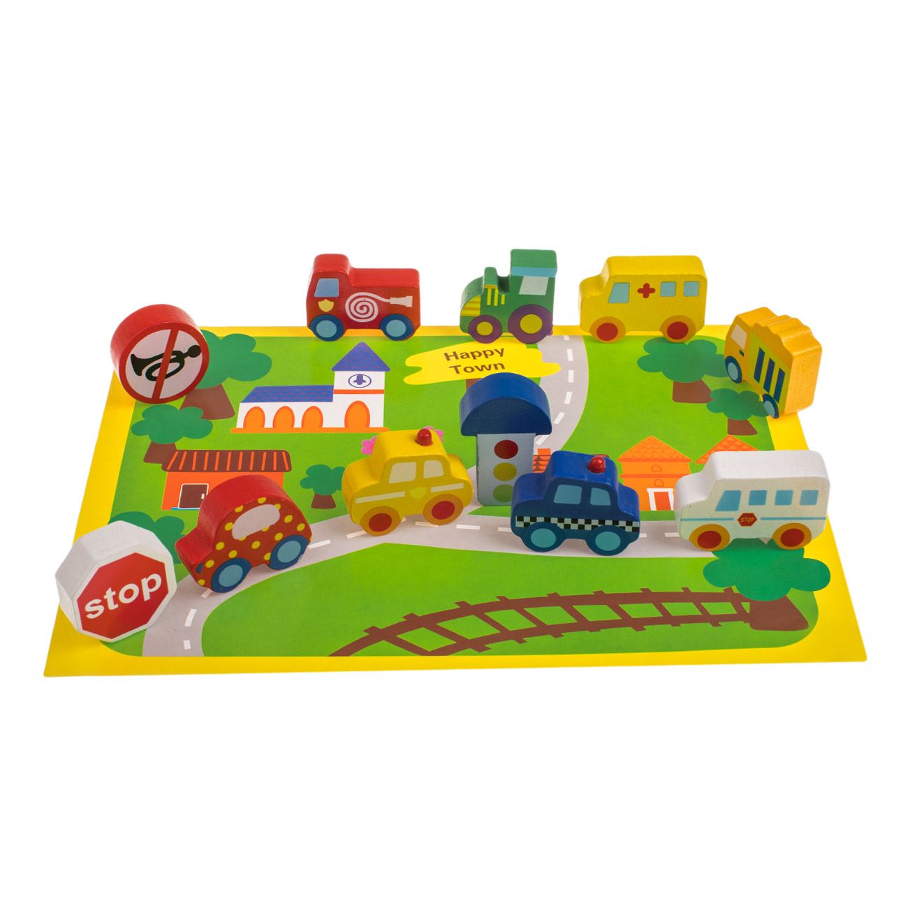 Jucarie din Lemn Autostrada 3D cu 12 Figurine 22x29cm - poza 2