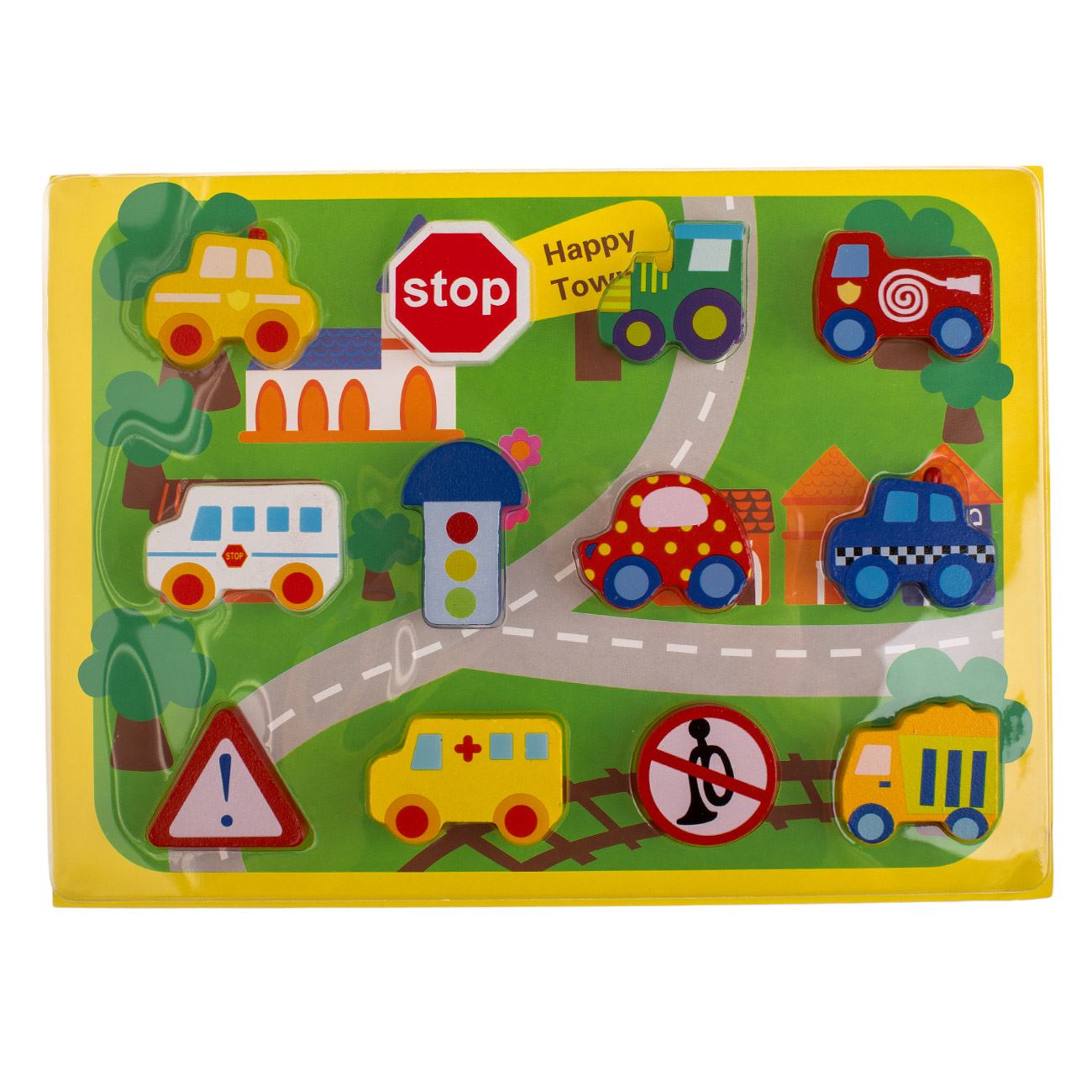 Jucarie din Lemn Autostrada 3D cu 12 Figurine 22x29cm - poza 3