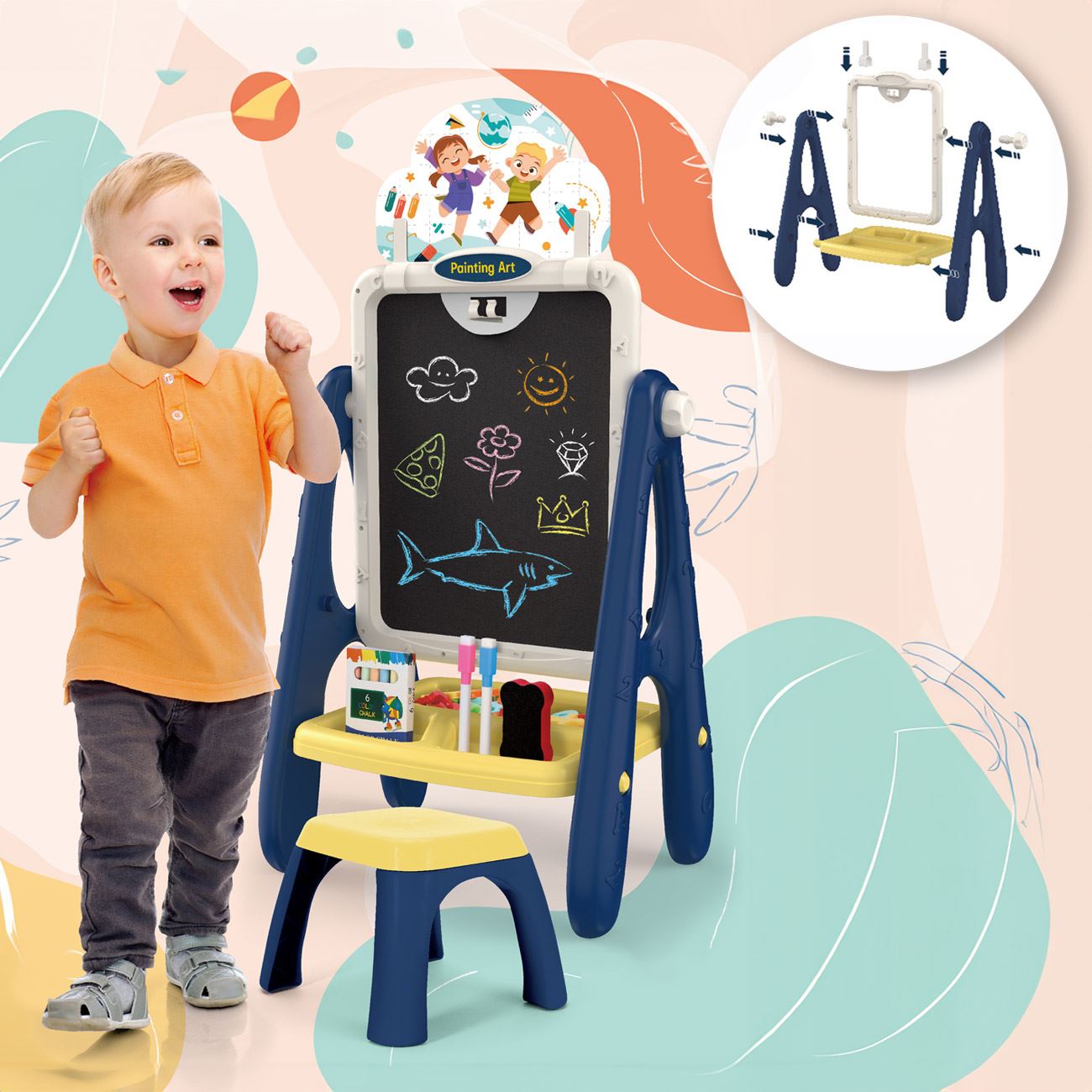 Tabla Educativa cu Scaunel 36.5x25.5x69cm - poza 2