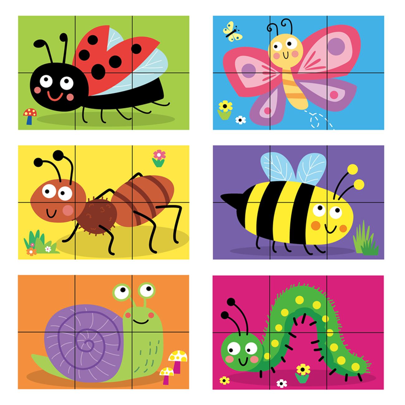 Cuburi Puzzle cu Animale Insecte (6 piese) 21.7x18x6.6cm - poza 4