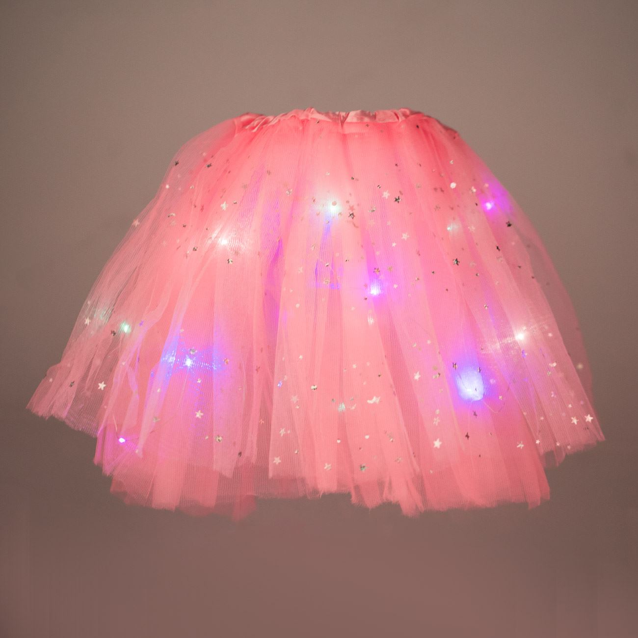 Fusta Tutu Tul Roz cu Stele Holografice Luna & LED Intermitent pentru Copii - poza 2