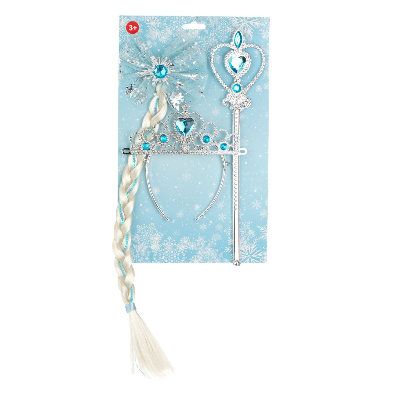Set Tiara Bagheta Argintie & Clama cu Codita Funda Fulg Pietre Bleu - 3 piese - poza 2