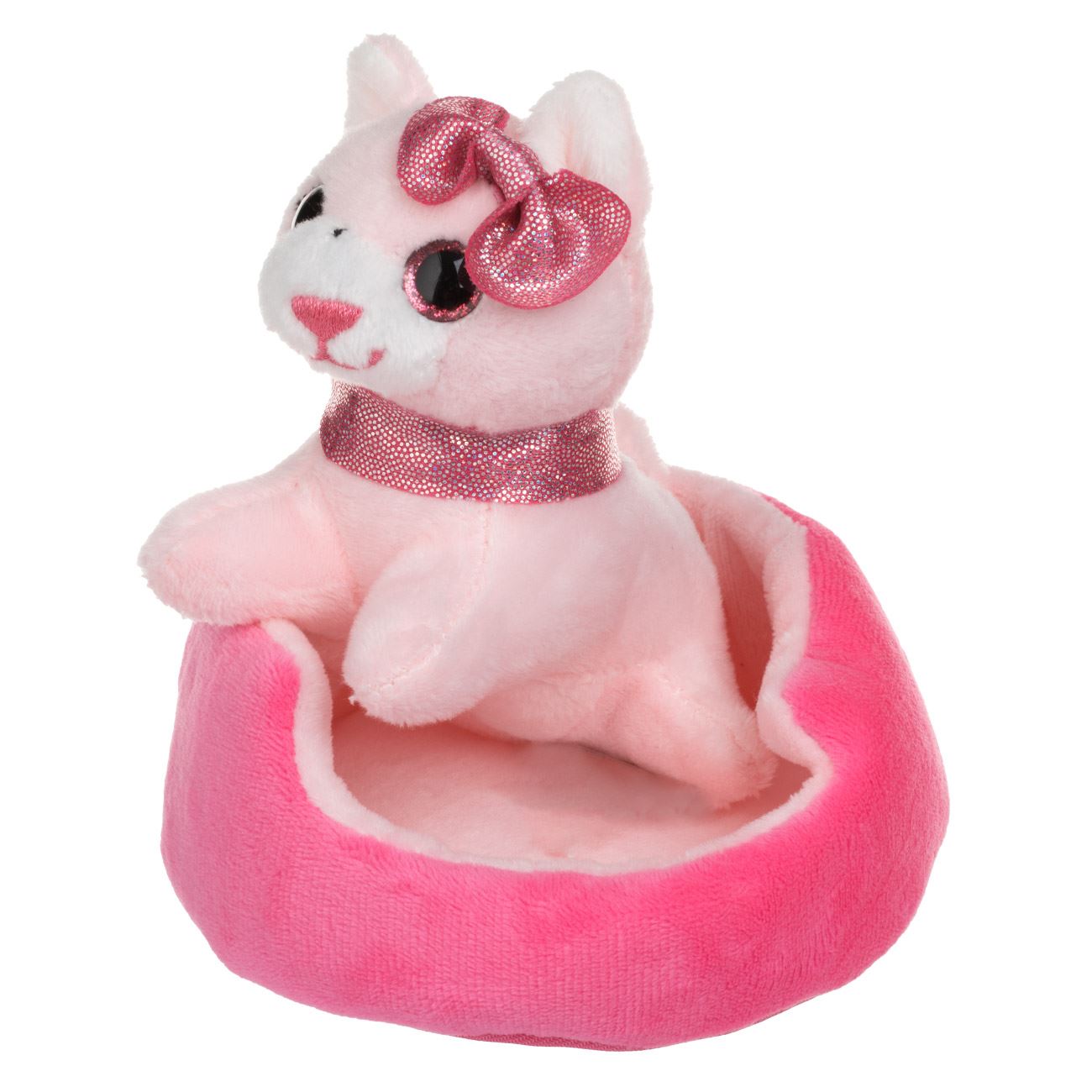 Pisica de Plus Mini Roz cu Pat Roz 6x14x10cm - poza 3