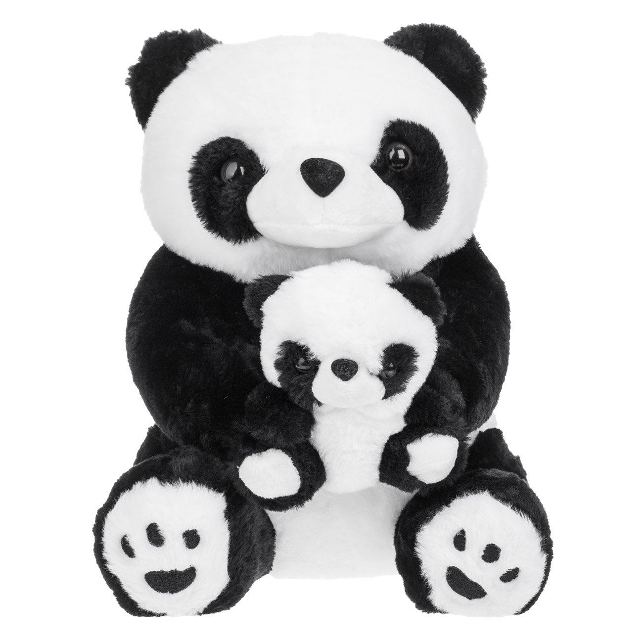 Panda de Plus Asezat cu Pui 38cm