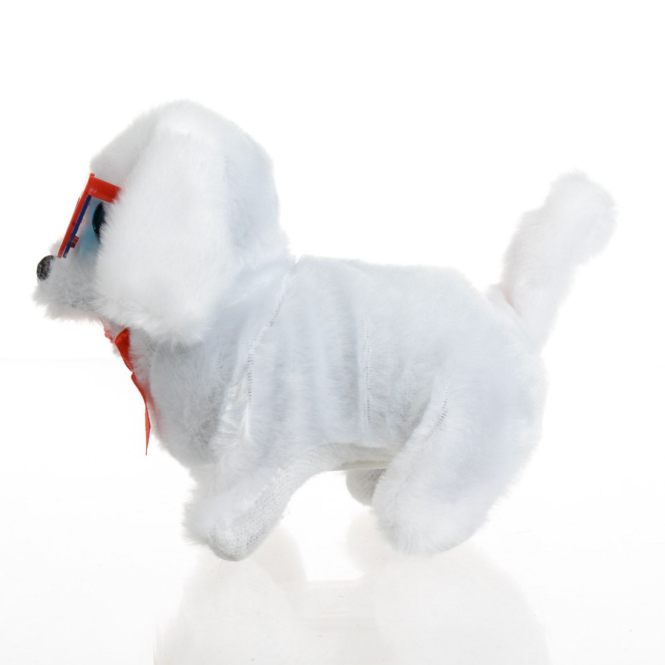 Caine Interactiv Canis Alb cu Fundita Rosie Ochelari Inimi Miscare & Sunet 15cm - poza 2
