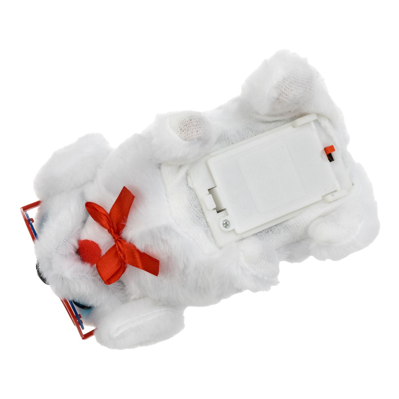 Caine Interactiv Canis Alb cu Fundita Rosie Ochelari Inimi Miscare & Sunet 15cm - poza 4