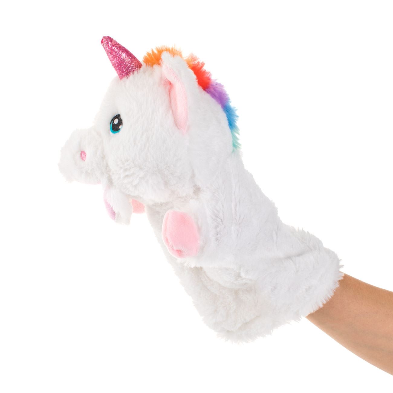Figurina din Plus Unicorn Alb Roz pentru Teatru de Papusi 30cm - poza 2