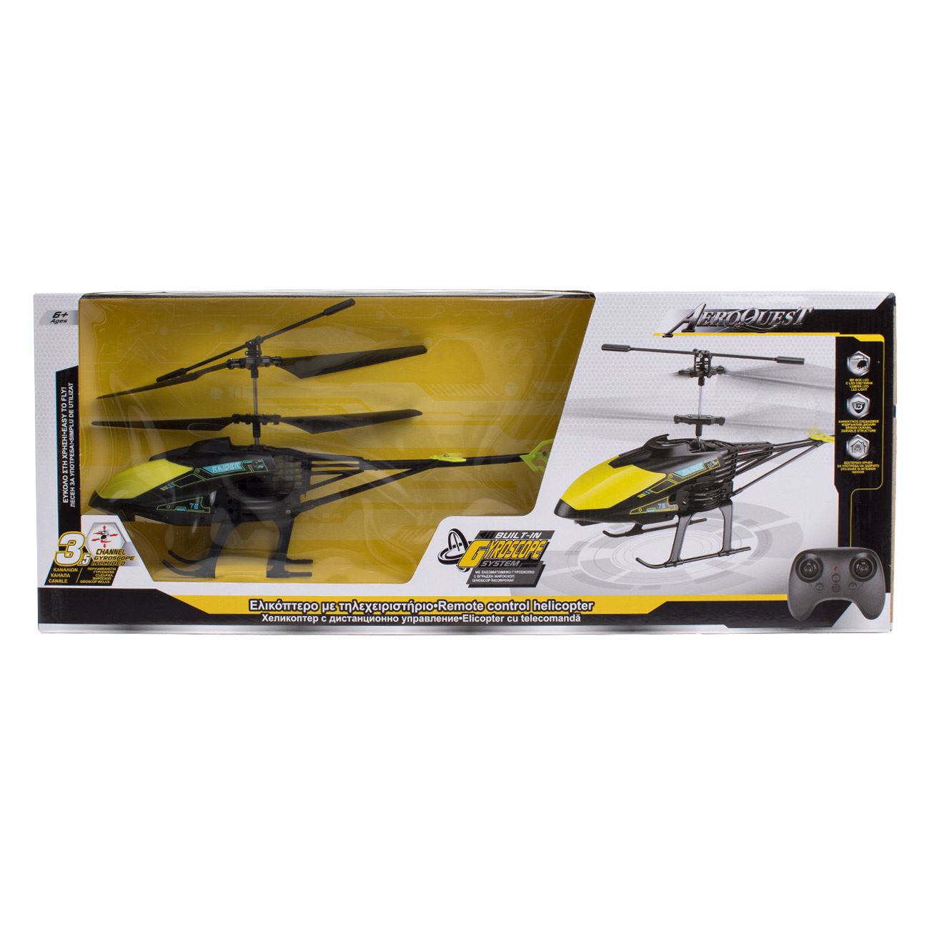 Elicopter Negru Verde Lime cu Telecomanda AeroQuest cu Giroscop & Lumini LED - poza 3