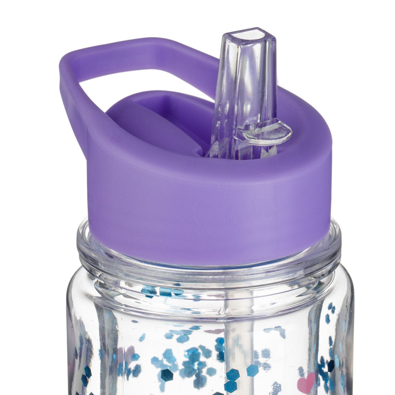 Sticla Apa Flip Top Transparenta cu Perete Dublu & Capac Lila Stitch Glitter pentru Copii 500ml - poza 3