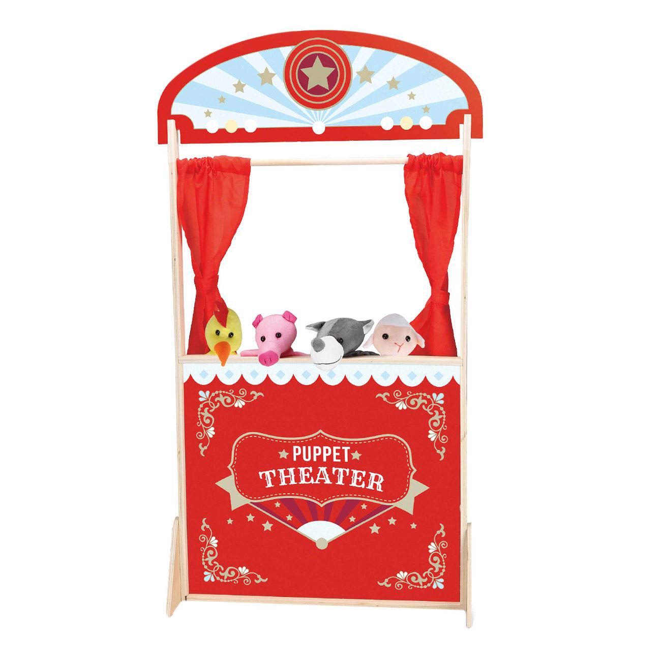 Set Teatru de Papusi cu 4 Figurine 57x20x104cm
