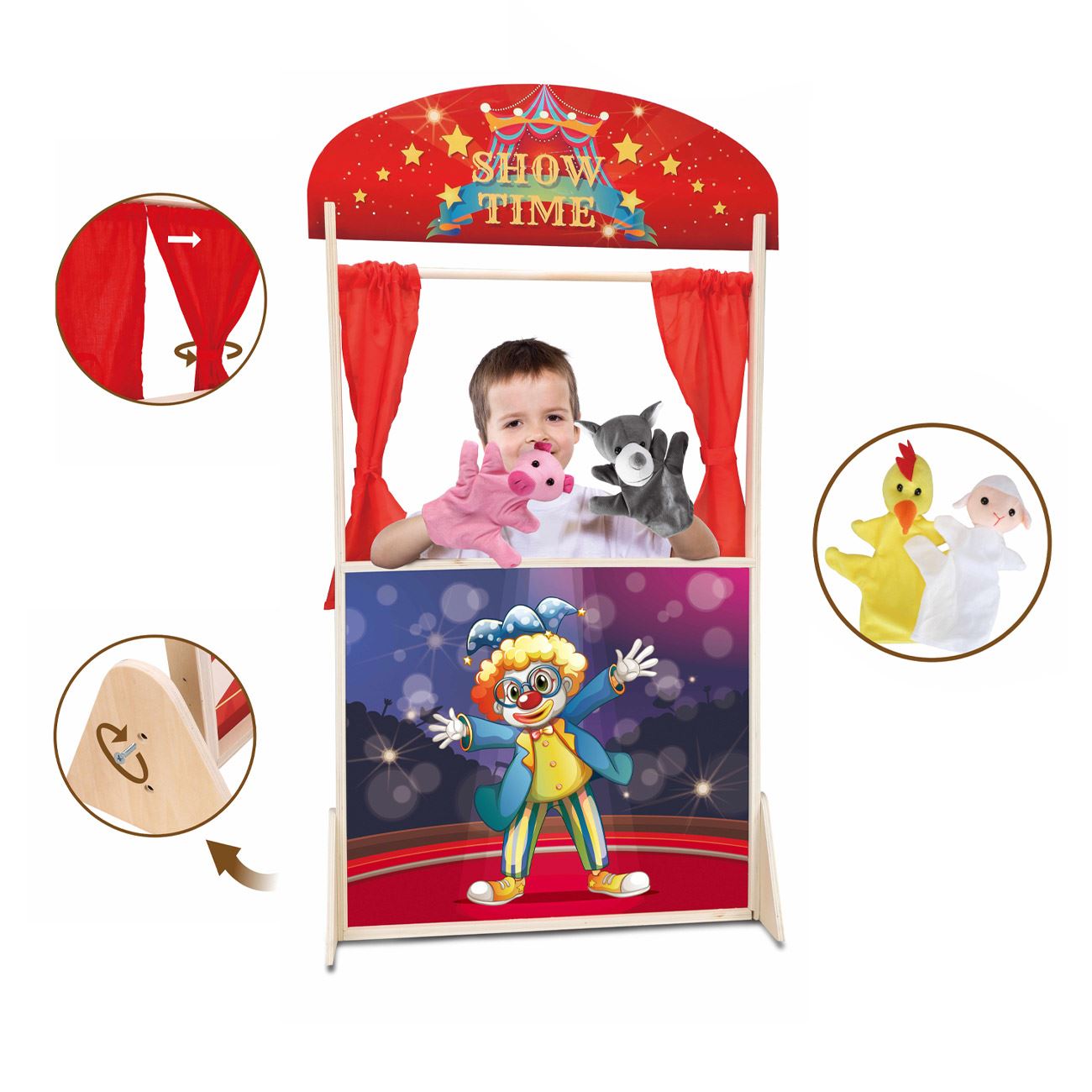 Set Teatru de Papusi cu 4 Figurine 57x20x104cm - poza 3