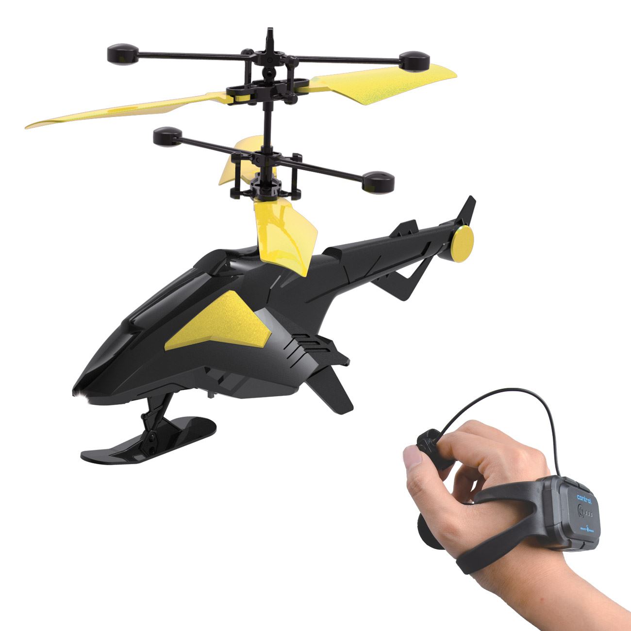 Elicopter Negru Verde Lime Predator cu Lumina LED & Telecomanda Ceas