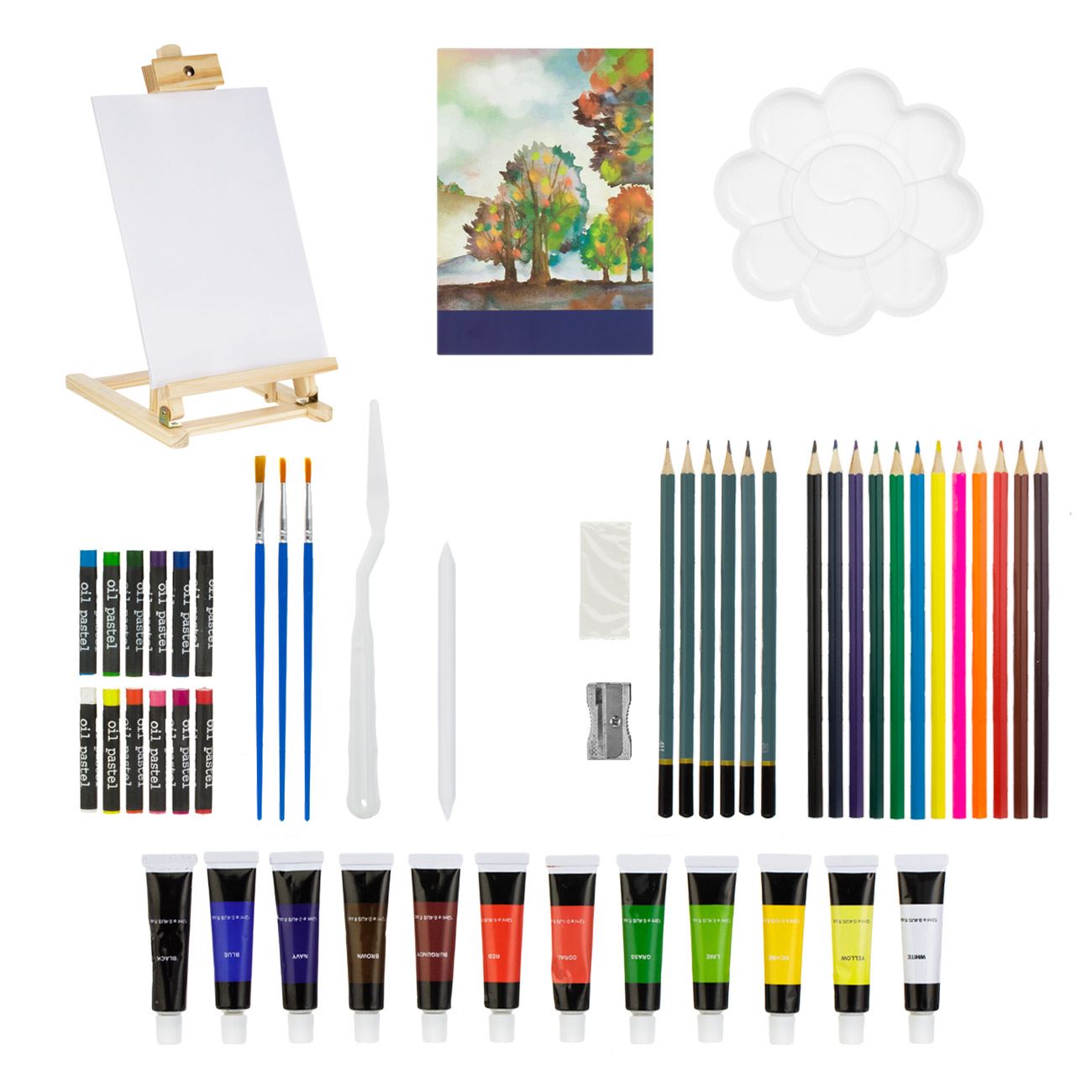Set Pictura cu Vopsea Acrilica Tub Sevalet & Accesorii - 62 piese