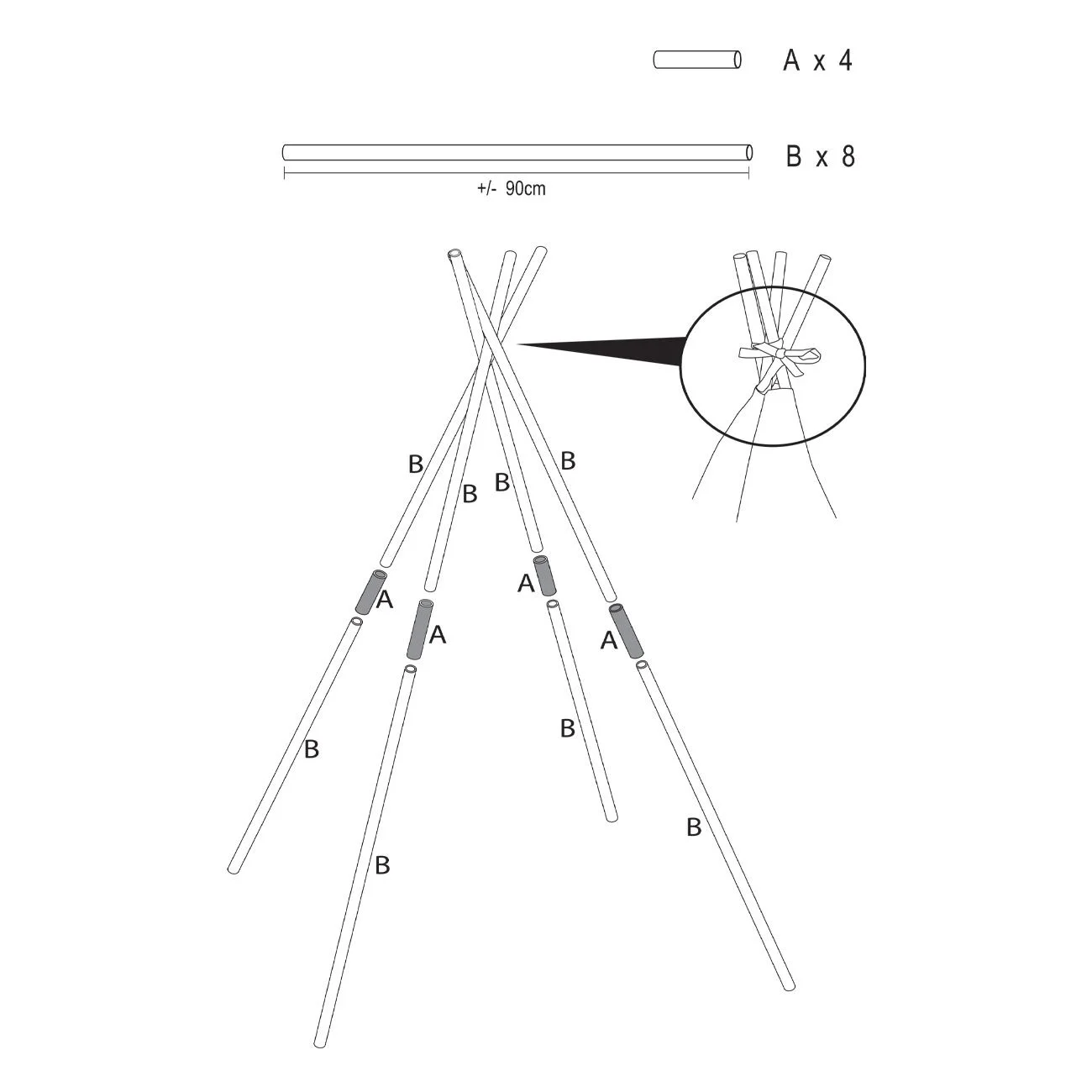 Cort de Camera pentru Copii Tip Indian Alb Gri 120x120x150cm - poza 4