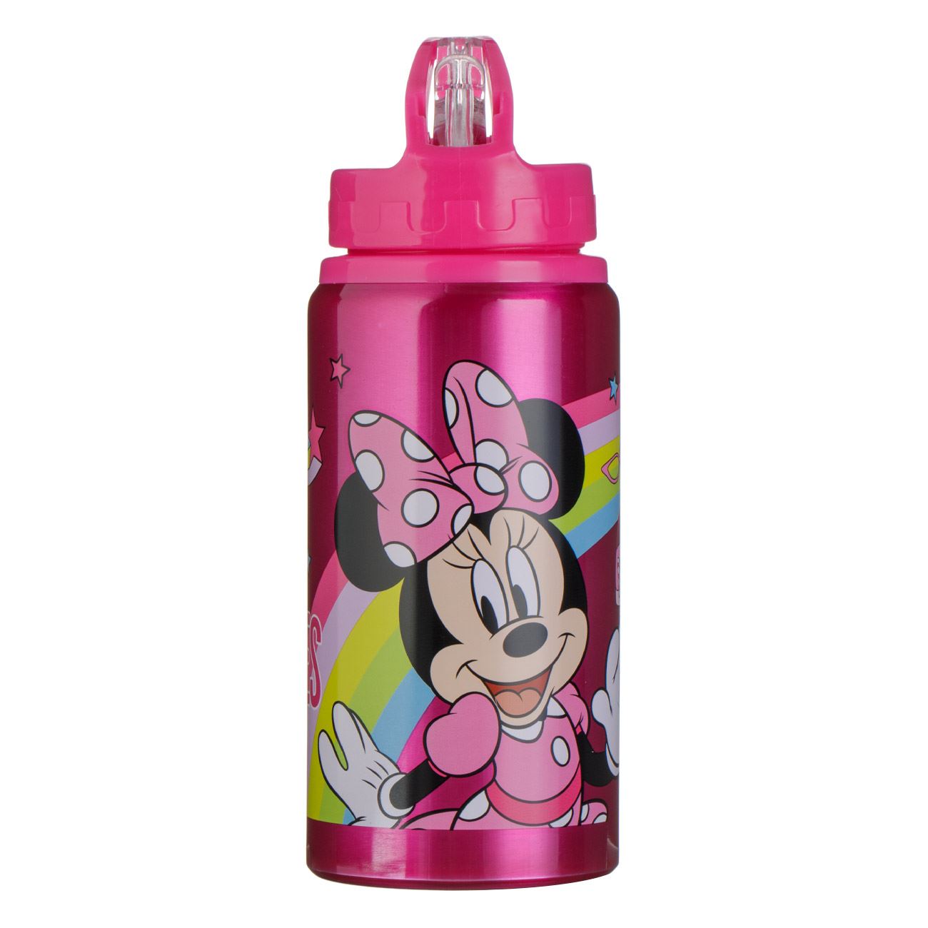 Sticla de Apa Flip Top din Aluminiu Fucsia Minnie Mouse pentru Copii 500ml