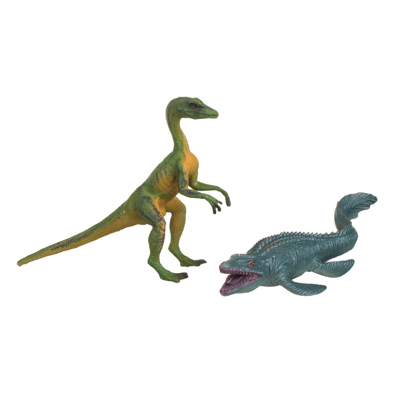 Figurine de Dinozauri Compsognathus & Dinozaur de Apa 14cm - 2buc