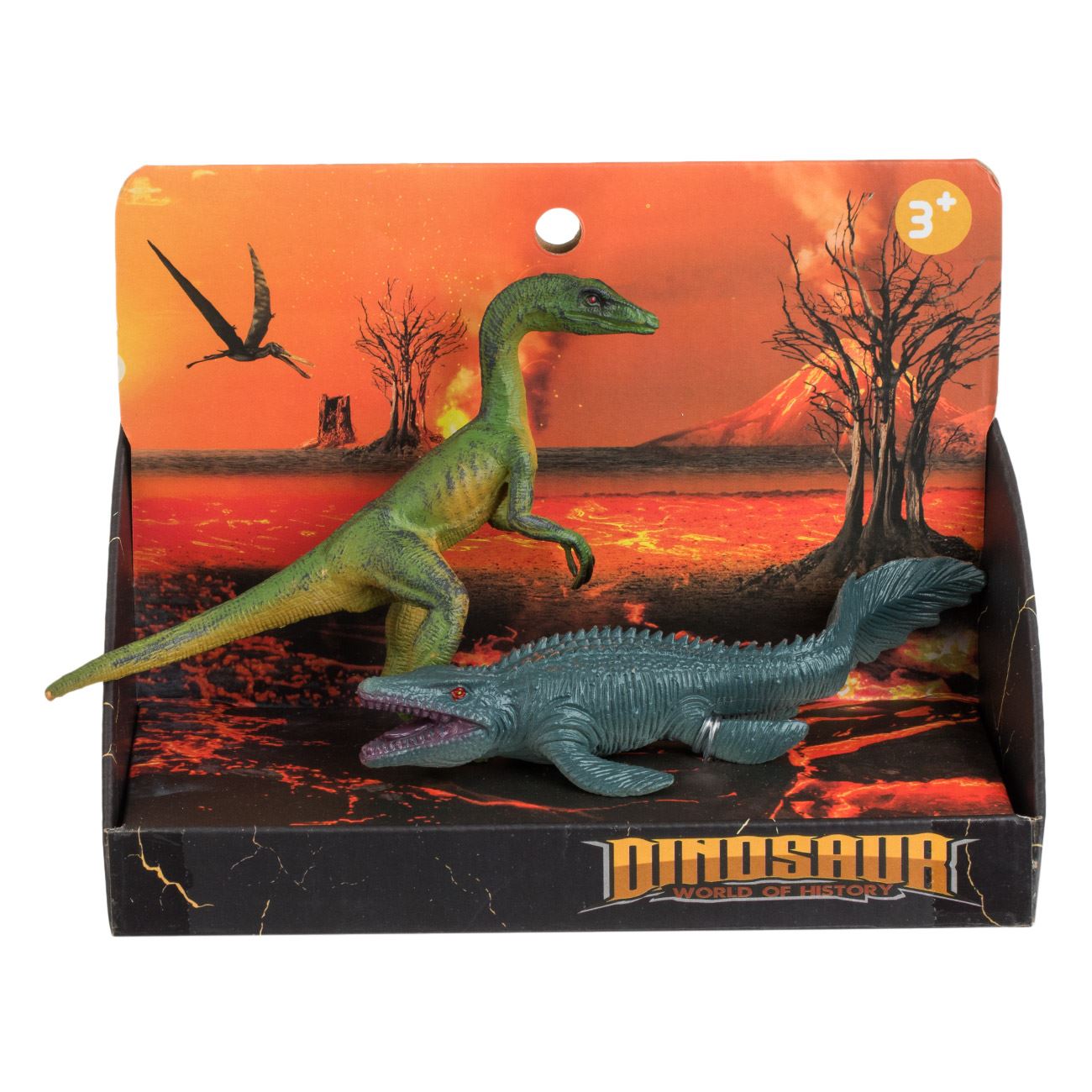 Figurine de Dinozauri Compsognathus & Dinozaur de Apa 14cm - 2buc - poza 3
